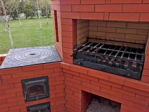 Печь для казана из кирпича с дымоходом. Из кирпича