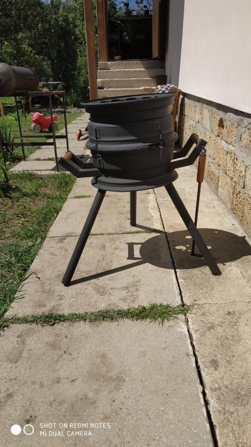 Разборная печь под казан из колесных дисков. Печка для казана из автомобильных дисков