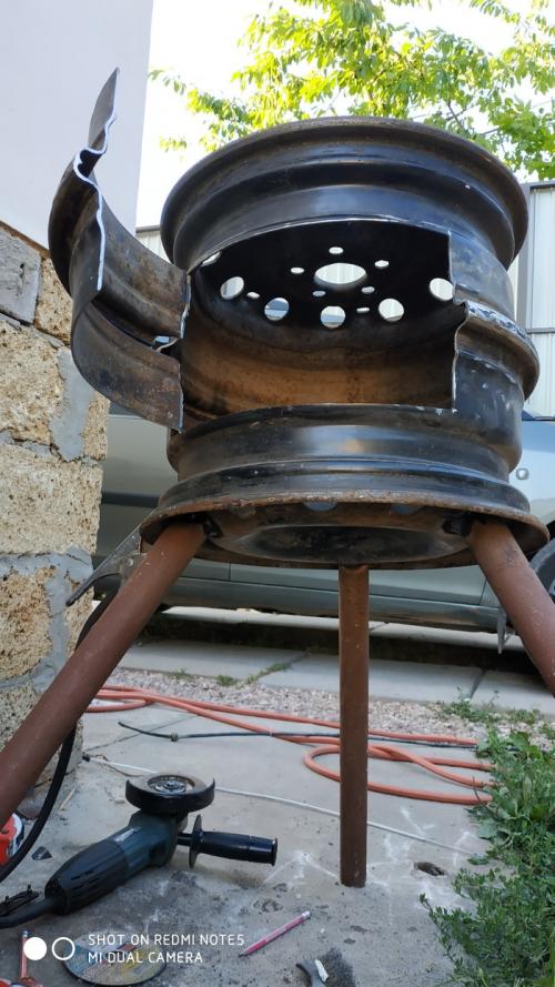 Разборная печь под казан из колесных дисков. Печка для казана из автомобильных дисков
