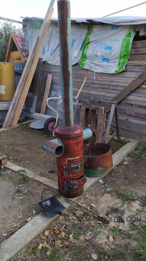 Буржуйка из газового баллона с теплообменником. Сделал печь буржуйку из баллона с дополнительным теплообменником (16 фото)