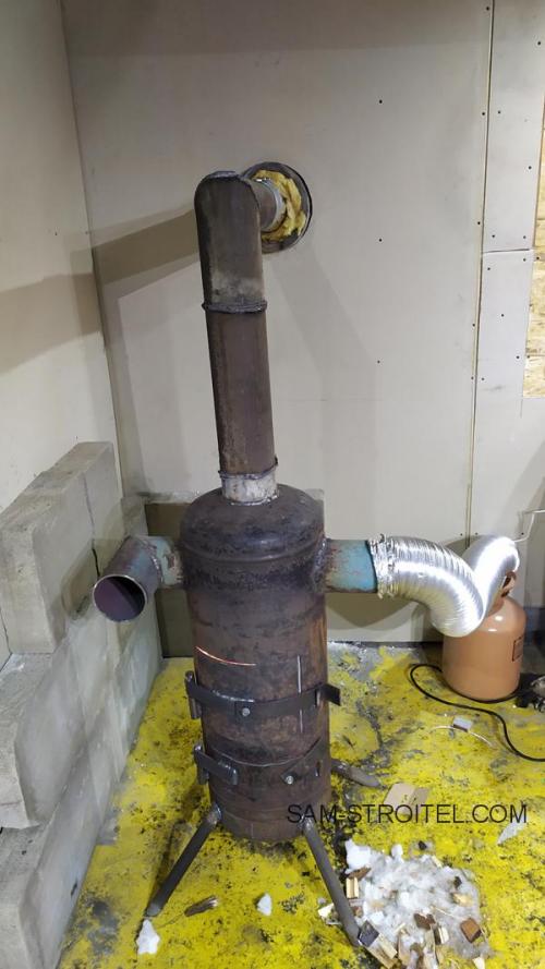 Буржуйка из газового баллона с теплообменником. Сделал печь буржуйку из баллона с дополнительным теплообменником (16 фото)