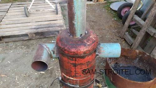 Буржуйка из газового баллона с теплообменником. Сделал печь буржуйку из баллона с дополнительным теплообменником (16 фото)