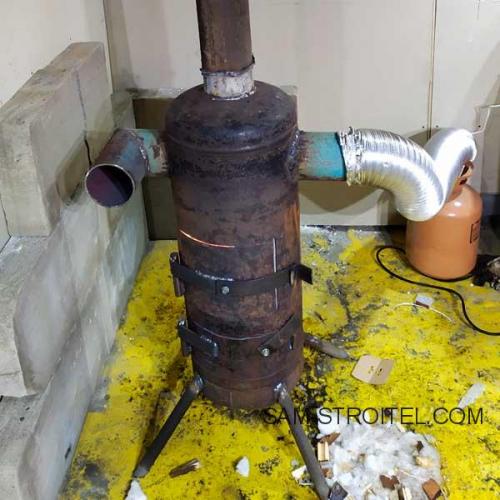 Буржуйка из газового баллона с теплообменником. Сделал печь буржуйку из баллона с дополнительным теплообменником (16 фото)