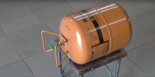 Печь для казана из фреонового баллона. Складной мангал из фреонового баллона