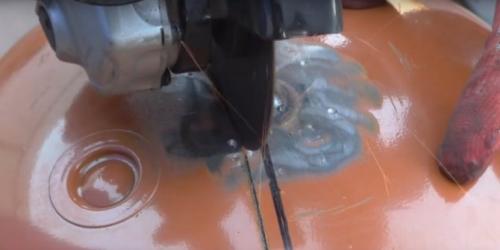 Печь для казана из фреонового баллона. Складной мангал из фреонового баллона