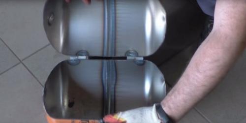 Печь для казана из фреонового баллона. Складной мангал из фреонового баллона