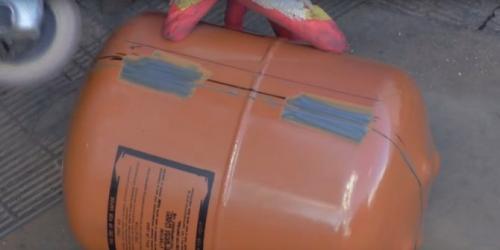 Печь для казана из фреонового баллона. Складной мангал из фреонового баллона