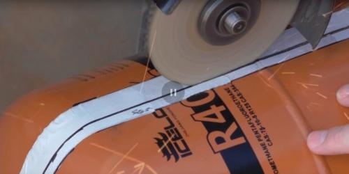 Печь для казана из фреонового баллона. Складной мангал из фреонового баллона