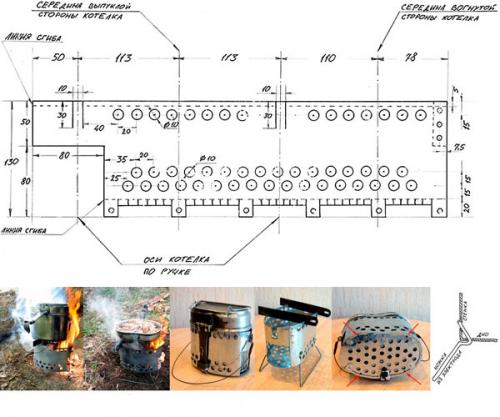 Походная мини печь своими руками. Чертежи печей щепочниц с размерами