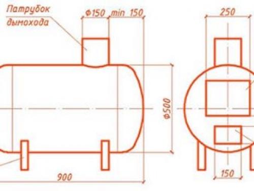 Как обустроить печь для бани из трубы без посторонней помощи. Схема и размеры 06 Как обустроить печь для бани из трубы без посторонней помощи. Схема и размеры 06