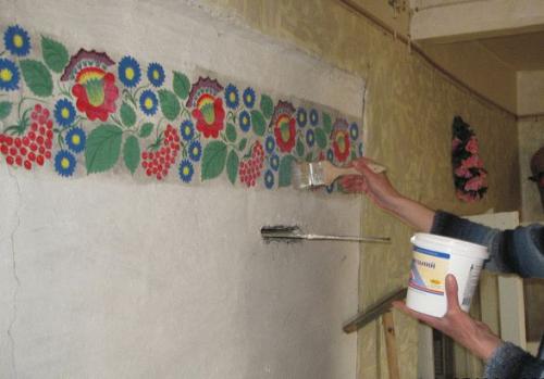 Как разрисовать печь в доме. Нанесение росписи