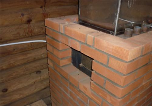 Отделка железной печи в бане. Обкладка печи кирпичом