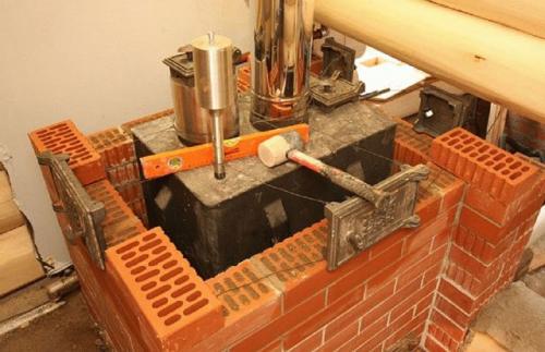 Облицовка печи в бане. Использование плитки 02