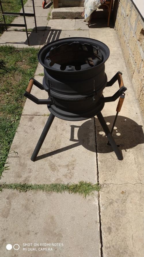 Печь из дисков для казана. Печка для казана из автомобильных дисков