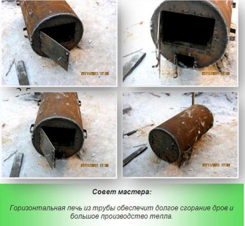 Печь для бани из трубы своими руками. Горизонтальный вариант печи