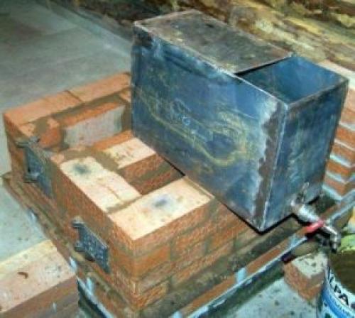 Банная печь из кирпича с баком для воды. Процесс кладки и порядовка