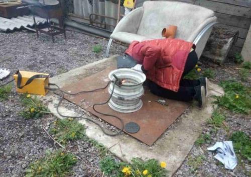 Печь для казана из дисков с трубой. Делаем своими руками